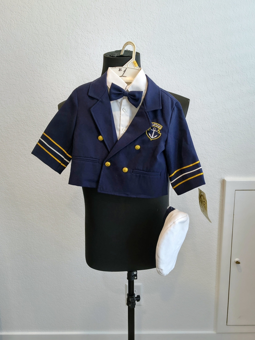Sailor Suit Boys Costume Navy Blue Nautical Suit with Hat